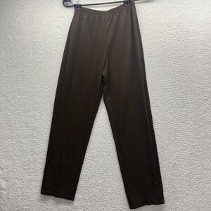 Susan Graver Pants Womens XXSP Brown Petite Straight Leg Pull On Nylon USA Made